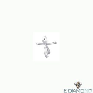 10K Solid Gold  0.05 Carat Natural Diamond Mini Cross Pendant